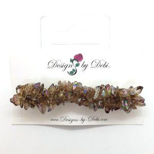 Barrette Root Beer AB Glass Bead Hair Jewelry